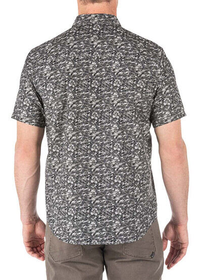 5.11 Tactical Micro Camo Short Sleeve Shirt in battleship camo is made of a cotton and polyester blend